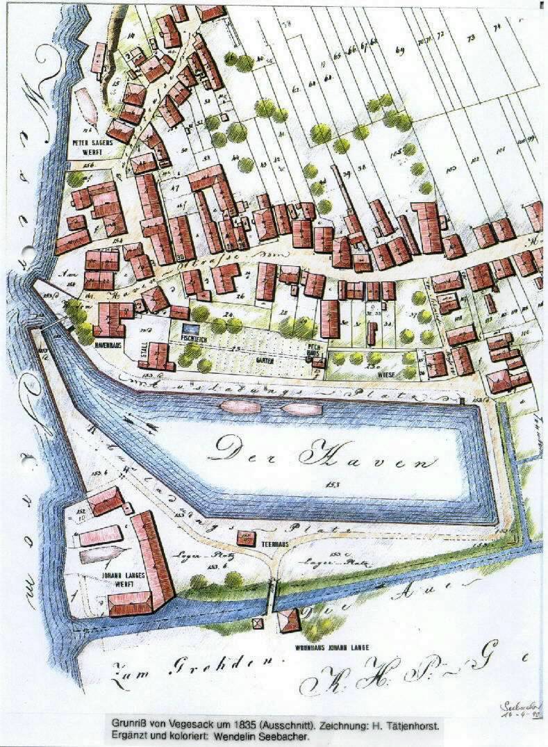 Plano del puerto de Vegesack sobre 1835